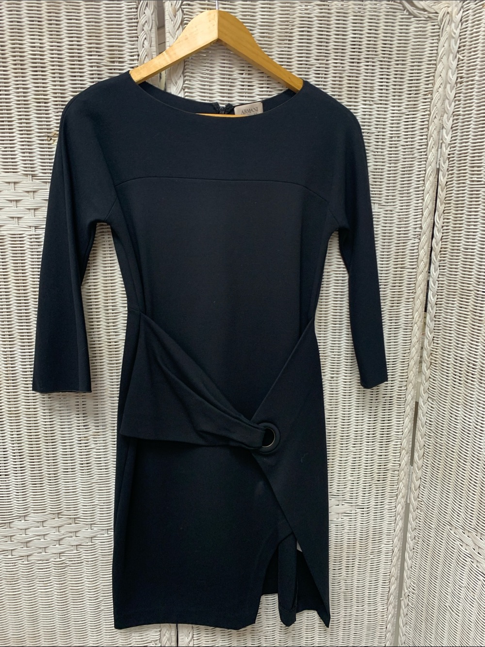Armani Collezioni Navy-Black Midi Dress with Twist Ring Detail - Picture 1 of 6